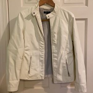 Cream Faux Leather Jacket